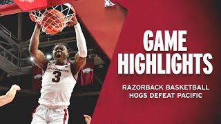 Highlights Hogs Defeat Pacific  RAZORBACK BASKETBALL [upl. by Beulah]