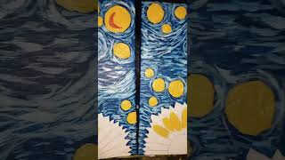 Girasoles bajo un cielo nocturno estrellado con la pintura óleo painting vangogh [upl. by Meehahs]