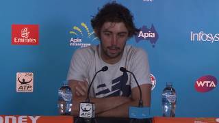 Jordan Thompson Press Conference R2  Apia International Sydney 2017 [upl. by Timon490]