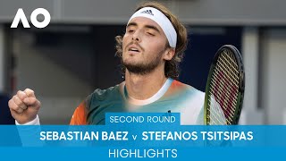 Sebastian Baez v Stefanos Tsitsipas Highlights 2R  Australian Open 2022 [upl. by Noyrb]