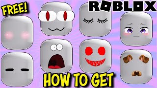 FREE FACES How To Get SHOCKED RED DOG FIGHTER CAT BLUSH CRYING EYELASH FACE amp MORE on Roblox [upl. by Akenihs]