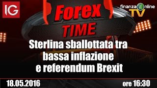 Forex Time  Sterlina sballottata tra bassa inflazione e referendum Brexit [upl. by Illak465]