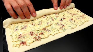 DIE KÖSTLICHSTE Füllung für Blätterteig Jeder fragt nach diesem Rezept Schmeckt besser als Pizza [upl. by Aerdnael749]