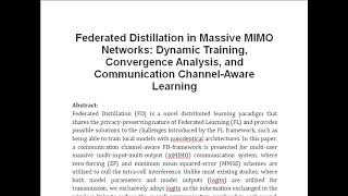 Federated Distillation in Massive MIMO Networks Dynamic Training Convergence Analysis and Communi [upl. by Aradnahc]