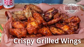 Crispy Grilled Wings on Weber  HowToBBQRight [upl. by Laehcor]