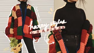 i finally crochet the harry styles cardigan  chunky crochet patchwork cardigan [upl. by Tailor]