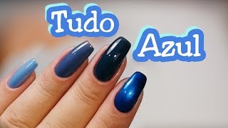 COLEÇÃO COMPLETA DE ESMALTE AZUL  Unhas da Naty [upl. by Karna]