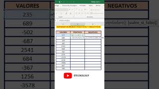 APRENDE A SEPARAR NUMEROS POSITIVOS Y NEGATIVOS EN excel [upl. by Ahsatel]