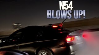 Single turbo 350z vs N54 BMW BLOWS UP [upl. by Doyle721]