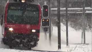 Züge im Schnee in MägenwilOthmarsingen  Trains Züge Eisenbahn [upl. by Lzeil]