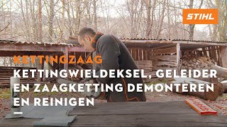 Kettingwieldeksel geleider en zaagketting demonteren en reinigen  STIHL Kettingzagen [upl. by Raphaela510]