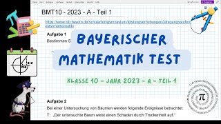 Bayerischer Mathematik Test Jgst10  2023  A  Teil 1 [upl. by Liatnahs]