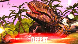 INDOMINUS REX GEN 2 WAS DEFEATED IN BATTLE FOR THE FIRST TIME  JURASSIC WORLD THE GAME [upl. by Anatnom]