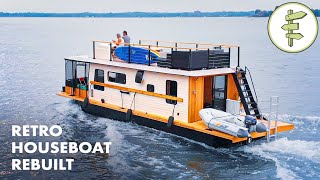 Retro Houseboat Transformed Into Amazing New Space – FLOATING TINY HOUSE TOUR [upl. by Pollitt]