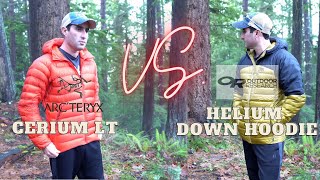 Outdoor Research Helium Down Hoodie Vs Arcteryx Cerium LT Down Jacket Battle [upl. by Yedsnil]