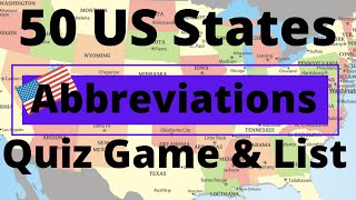 50 US States Abbreviations Quiz Game amp List Geography For Kids amp Adults [upl. by Joacima637]