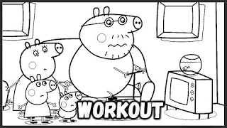 Peppa Pig Daddy Pig Watching TV Coloring Book Pages Videos For Kids with Colored Markers [upl. by Obadias]