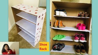 How to make Shoe Rack with Card board  Simple and Easy DIY  Art and Craft [upl. by Ress]