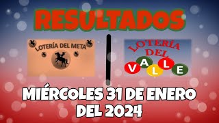 RESULTADO LOTERÍA DEL META LOTERÍA DEL VALLE DEL MIÉRCOLES 31 DE ENERO DEL 2024 [upl. by Veno31]