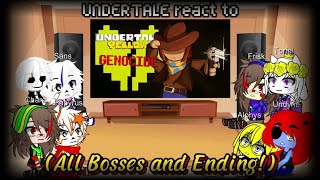 UNDERTALE reacts to UNDERTALE YELLOW Genocide Route All Bosses and Ending [upl. by Ahsinod825]