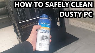 how to clean dusty pc using compressed air can [upl. by Cirek]