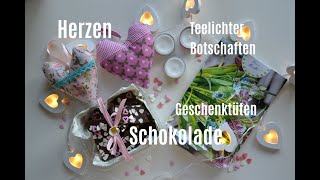 Muttertag Schnelle günstige Geschenke selber machen Schokolade Geschenktüten Herzen nähen DIY [upl. by Robinett]