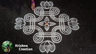 Easy Padi Kolam Design with 5x3x3 dots  Simple Padi Kolam  Beautiful Rangoli  Padi kolam Muggulu [upl. by Ahsiekar]