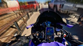 RUNNING LATE FOR WORK ON MY 2019 YAMAHA R6 [upl. by Ledda145]