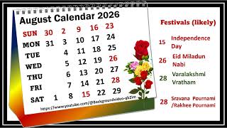 August Calendar 2026 augustcalender2026 [upl. by Audwin301]