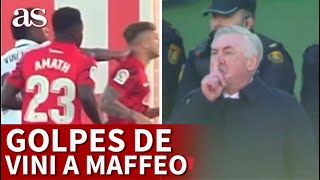 MALLORCA 1  REAL MADRID 0  Los TRES GOLPES de VINICIUS a MAFFEO y ANCELOTTI ENCARÁNDOSE con él AS [upl. by Montano]