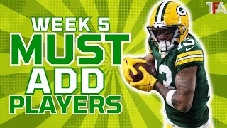 Week 5 MUST ADD Waiver Wire Pickups  Fantasy Football Advice 2024 [upl. by Annaliese]