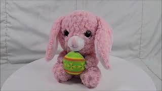 Pink Bunny Rabbit Stuffed Animal Holding Easter Egg 8quot [upl. by Adnamahs]