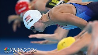 Katie Ledecky sends a message in 400m freestyle heat with late charge  Paris Olympics  NBC Sports [upl. by Kazimir]