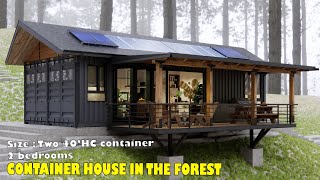 shipping container house  2 bedrooms  Nice view from the balcony  Tiny house full tour [upl. by Ahter]