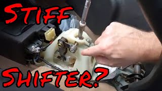 Shifter Stiffness Fix How to lube shifter cable bushings and linkage on a manual transmission [upl. by Ahseya]