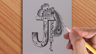 Best drawing tattoo of J letter with pencil  amazing art video of J letter tattoo [upl. by Renfred]