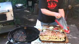 How to Grill Stuffed Ribs  Recipe [upl. by Ellenahc]