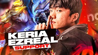 KERIA PLAYS EZREAL SUPPORT  T1 VS FOX [upl. by Sokul]