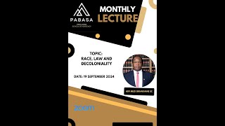 September Lecture  Race Law and Decoloniality [upl. by Gilemette]