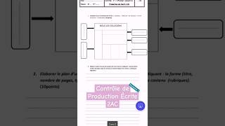 Contrôle de Production Écrite 2AC Semestre 1 français collège 2ac shorts [upl. by Darelle]