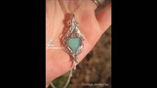 🩵✨️Adanthe💫Acqua chalcedony crystal elven sterling silver handmade pendant necklace [upl. by Anotyal]