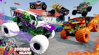 Monster Jam INSANE Zombie Island Adventure 11  Racing Freestyle and High Speed Jumps [upl. by Cosma]