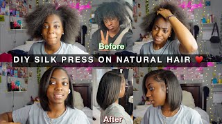 HOW TO SILK PRESS TYPE 4 NATURAL HAIR AT HOME  NO HEAT DAMAGE  NO FRIZZ [upl. by Ettenahc380]