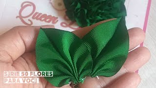 Folhinhas de fita de gorgurão TutorialPAPDIY flordefita folhadefita folhas lacossillins [upl. by Karas]