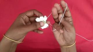 Traditional amp normal method to tie jasmine flower garland for beginnersmaligai poo kattuvadhu epdi [upl. by Geminius]