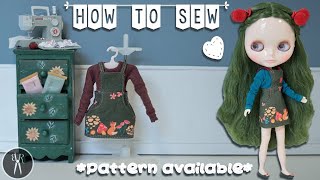 How To Sew Blythe Doll Autumn Pinafore Set  Sewing Pattern Available  Custom Blythe Doll Clothes [upl. by Atteynad]