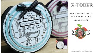 Stampin’Up Graceful Deer  eine runde 29Weihnachtskarte im XTOBER mit Büttenrand Kreisen [upl. by Asilec957]