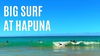 🏄🏽‍♀️ BIG SURF AT HAPUNA BEACH BIG ISLAND HAWAII  MY HAWAII TRAVEL VIDEOS [upl. by Finkelstein]