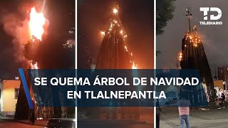 Incendio consume monumental árbol de Navidad en Tlalnepantla [upl. by Artemus]