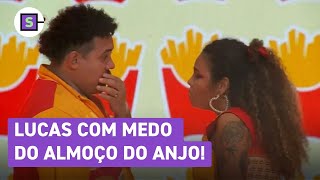 BBB 24 Lucas tem medo da esposa Camila Moura não aparecer no vídeo do Almoço do Anjo [upl. by Annair]